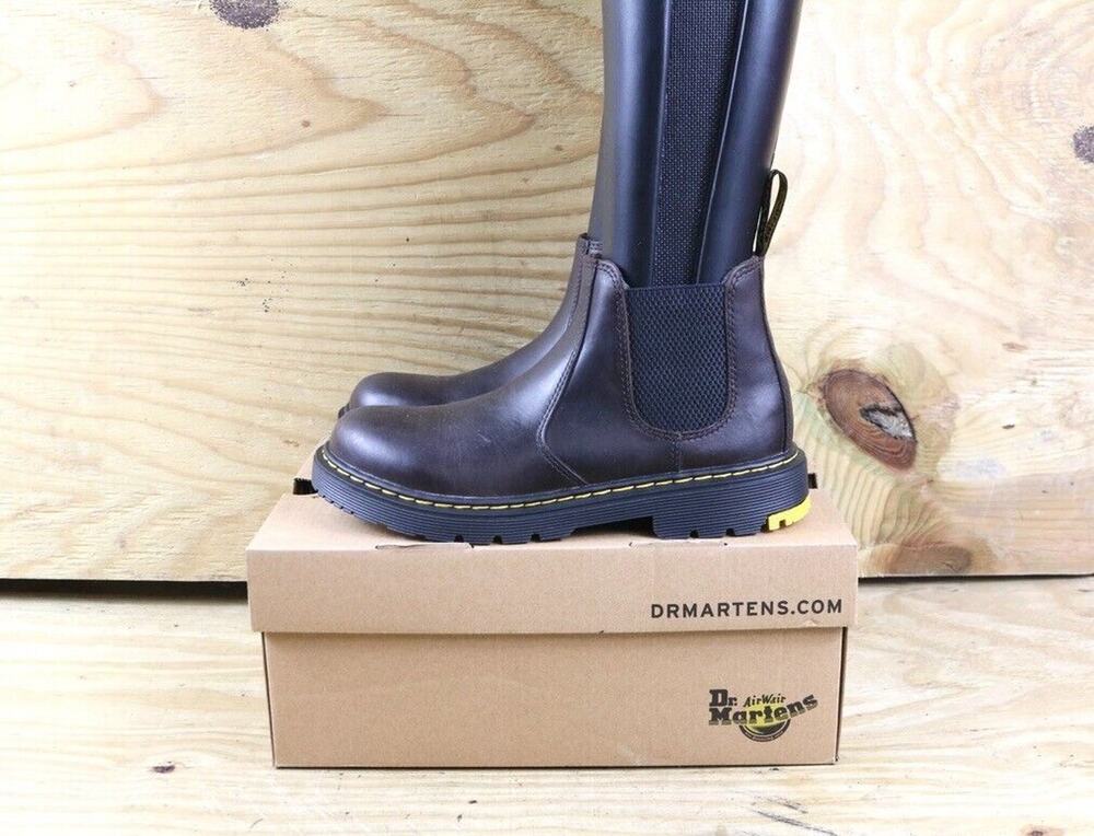 New Doc Dr Martens Boots Womens 8 Brown Leather DM's Winter Grip Chelsea Ankle